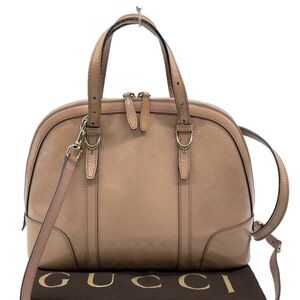 Gucci Tan Leather Dome Satchel with Gold Hardware